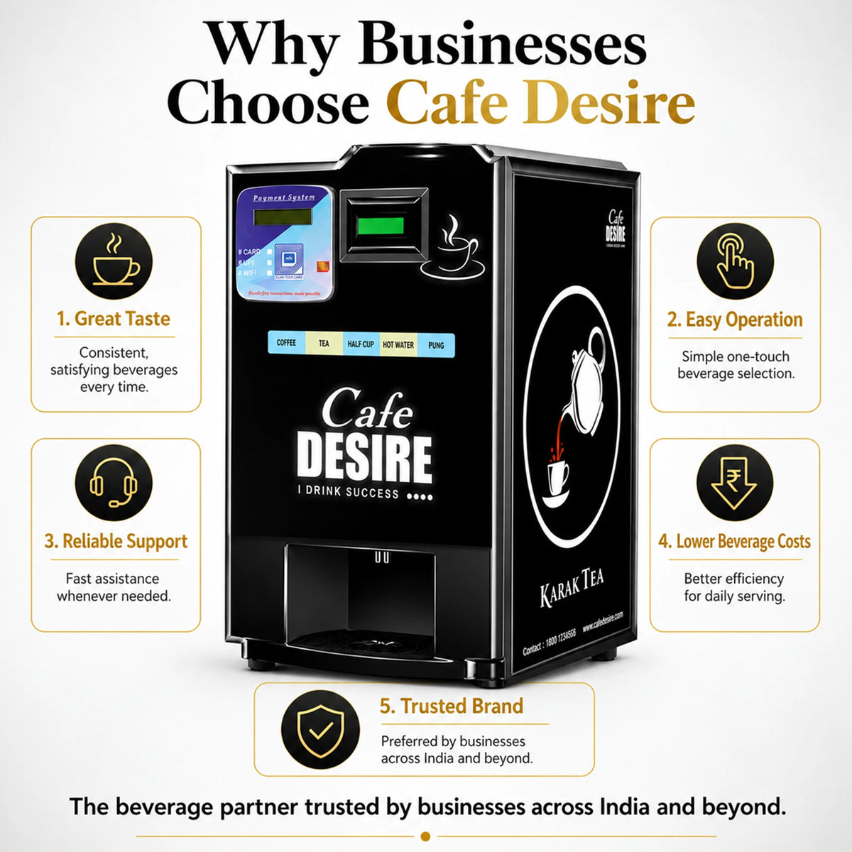Double Option LED QR Tea & Coffee Vending Machine