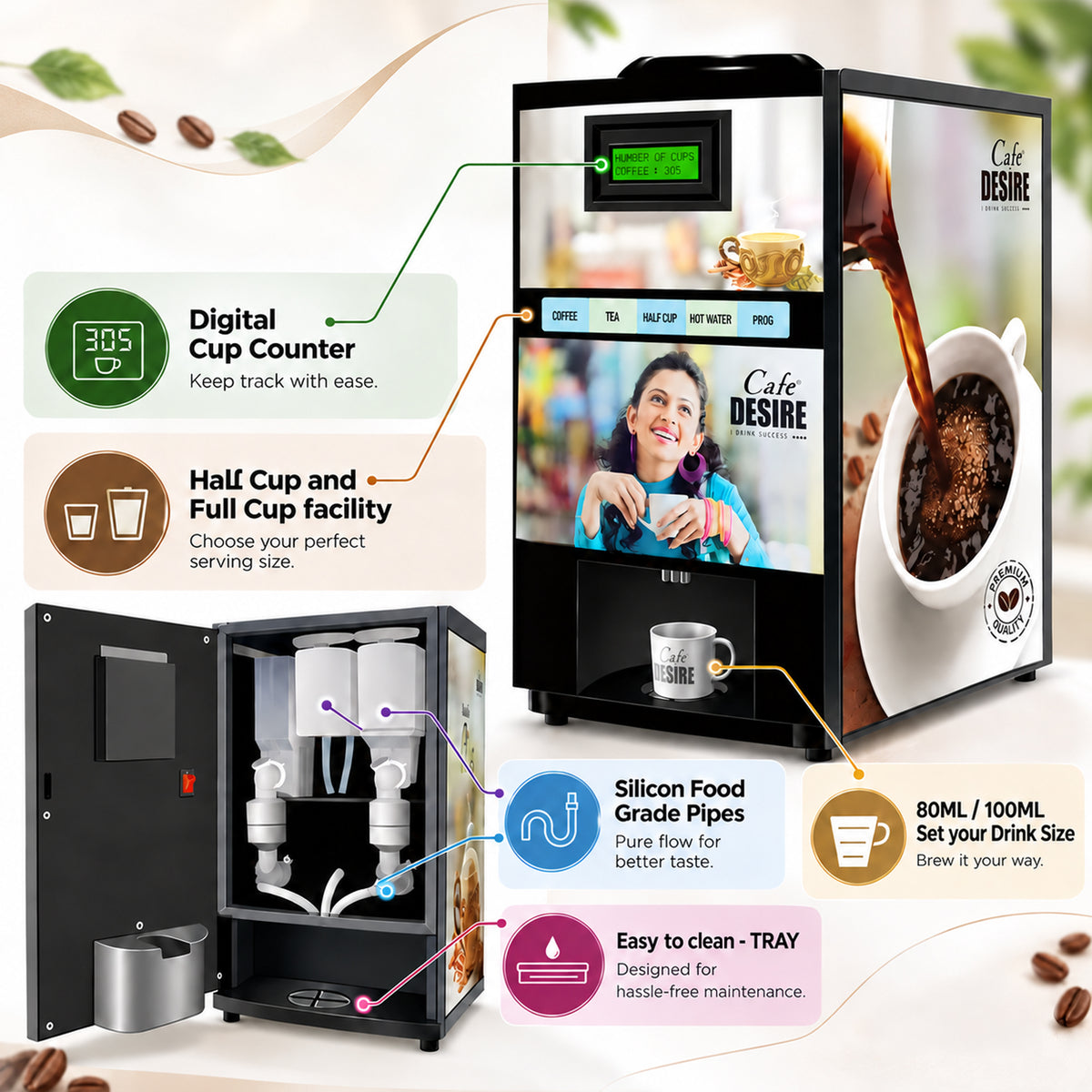 Double Option Tea & Coffee Vending Machine for Offices
