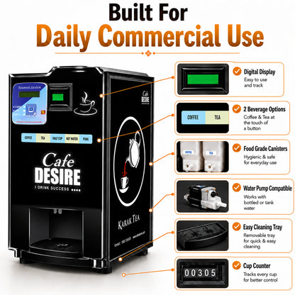 Double Option LED QR Tea & Coffee Vending Machine