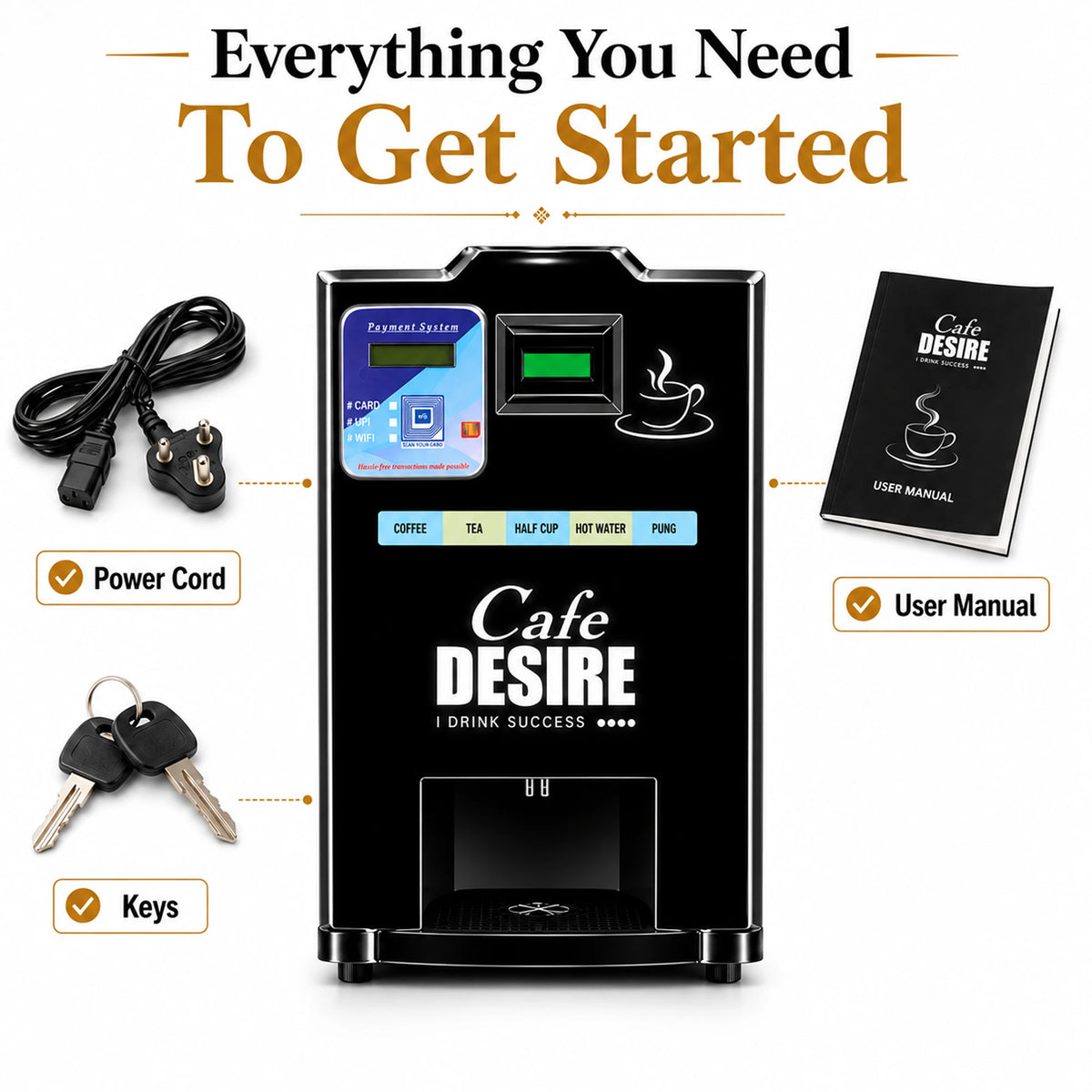 Double Option LED QR Tea & Coffee Vending Machine