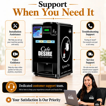 Double Option LED QR Tea & Coffee Vending Machine