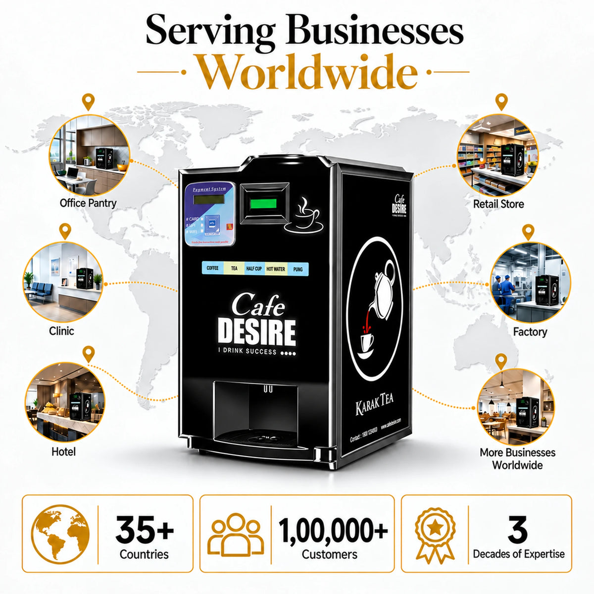 Double Option LED QR Tea & Coffee Vending Machine