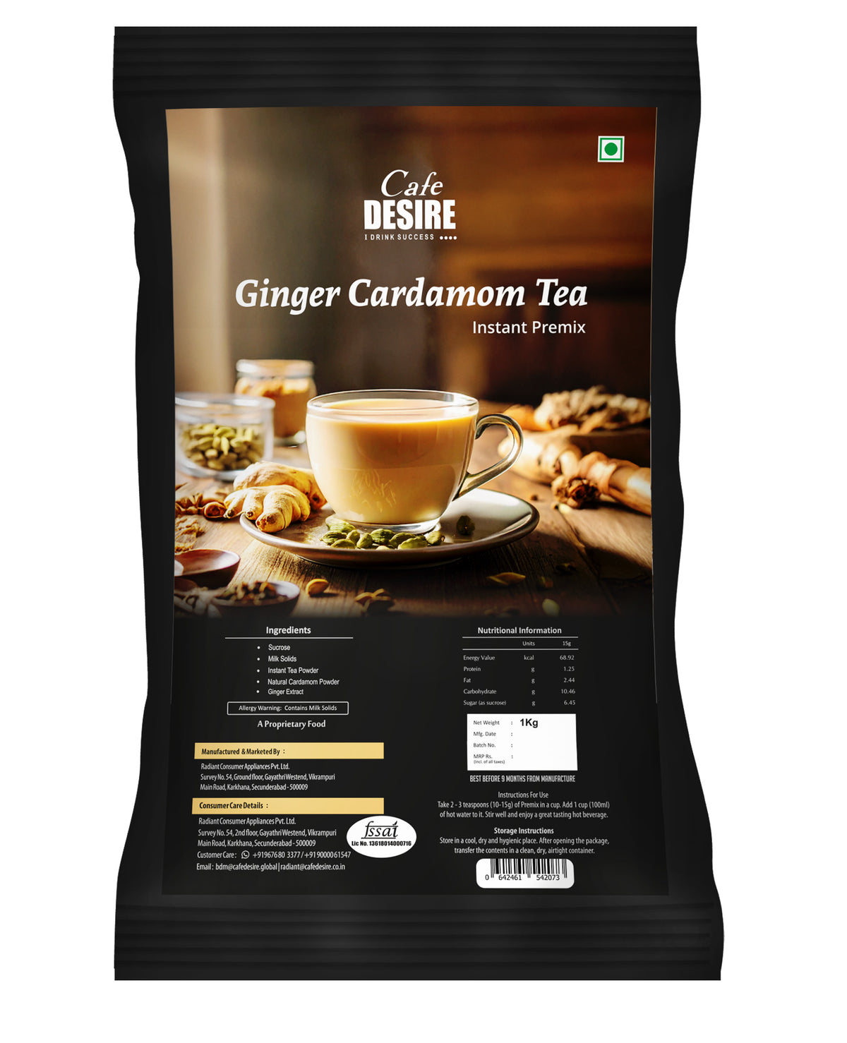 Ginger Cardamom Tea Premix 1Kg