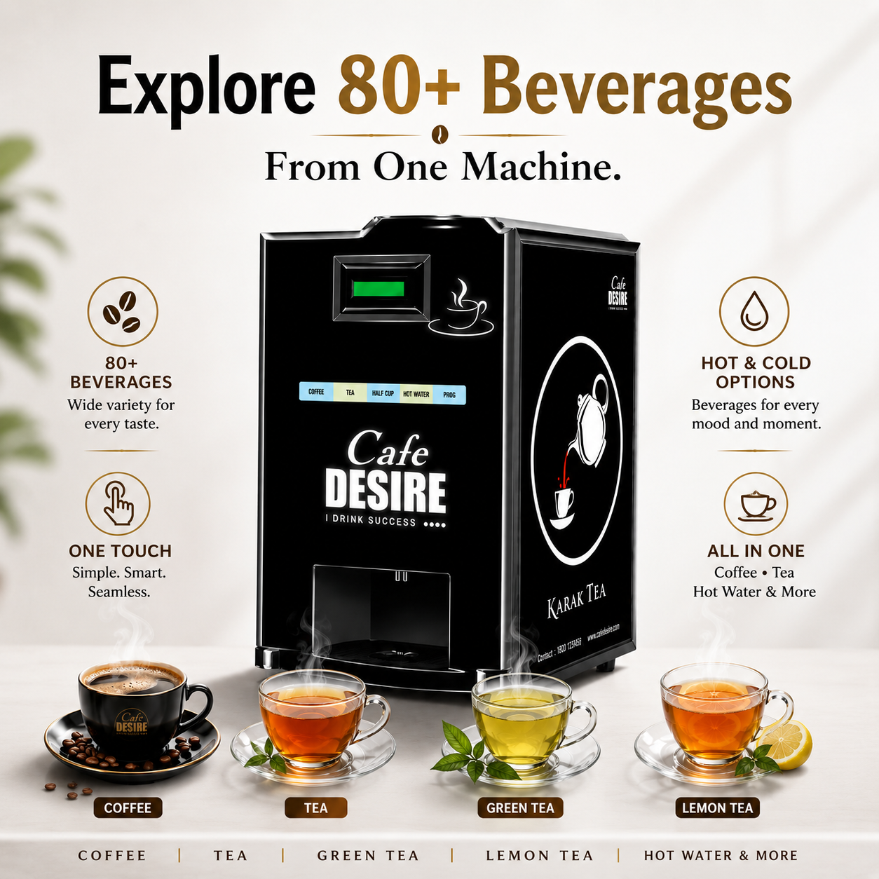 Double Option LED QR Tea & Coffee Vending Machine
