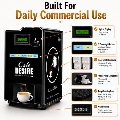 Double Option LED QR Tea & Coffee Vending Machine