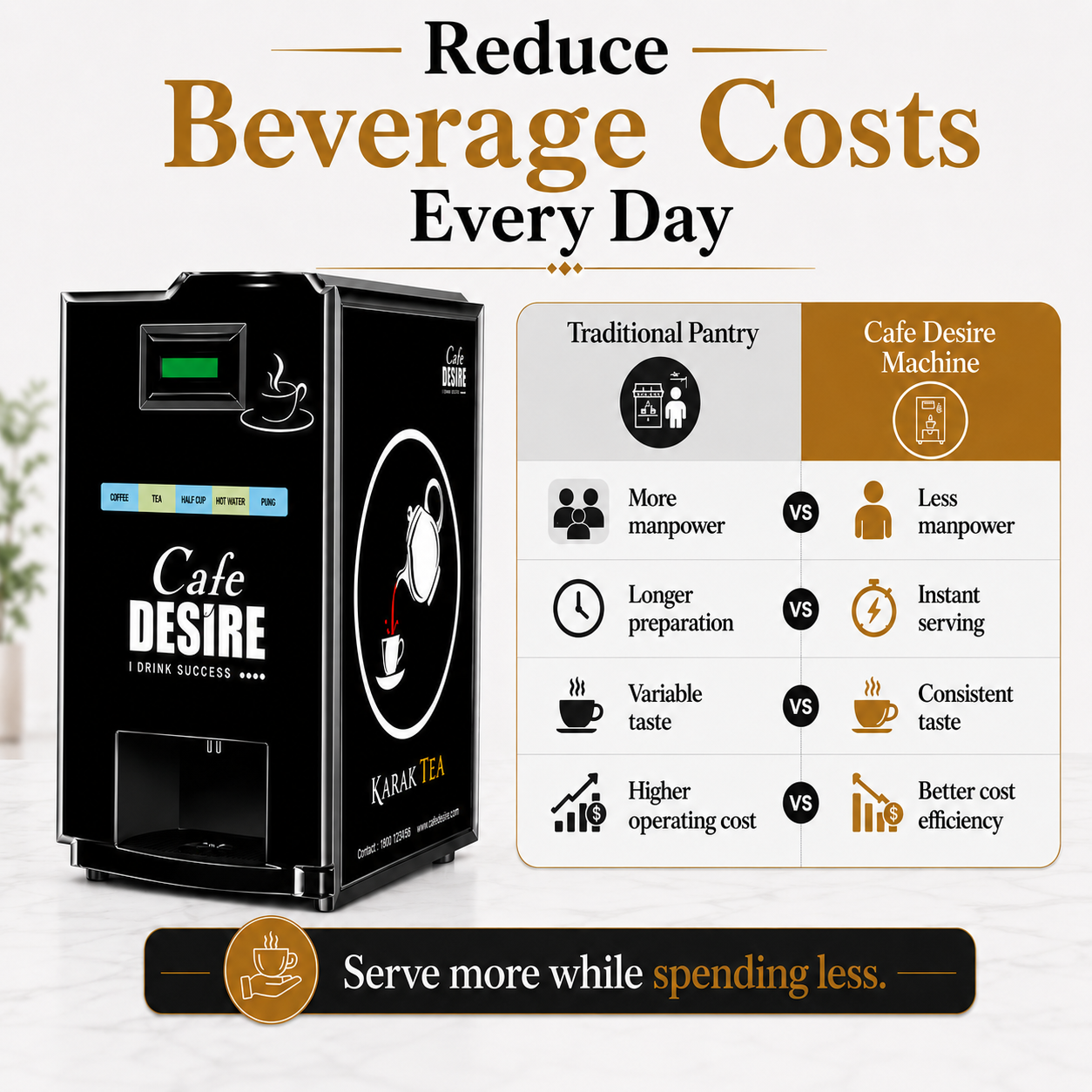 Double Option LED Tea & Coffee Vending Machine for Offices